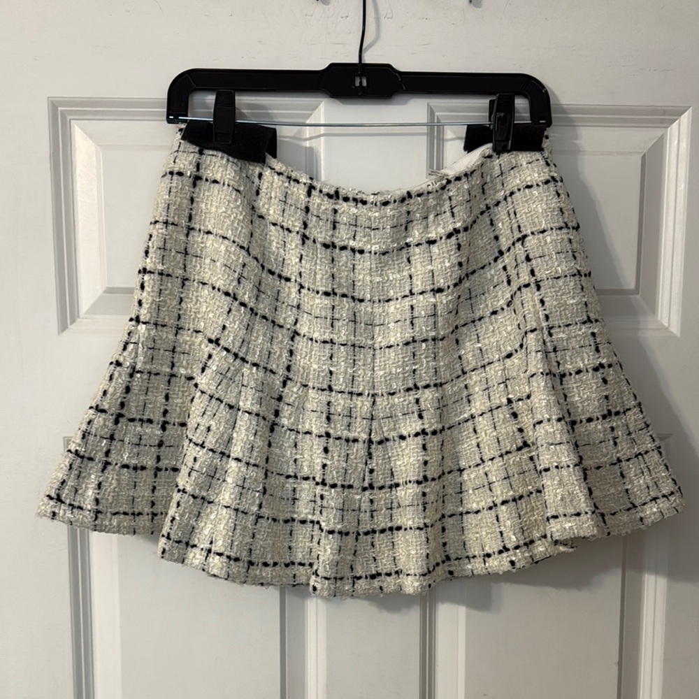 Chic Tweed Plaid Skirt - Black and White
